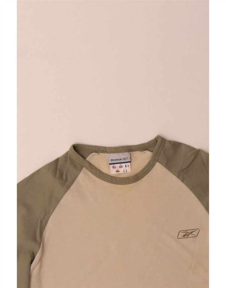 REEBOK Herre Top Langærmet XS Beige Colourblock Bomuld