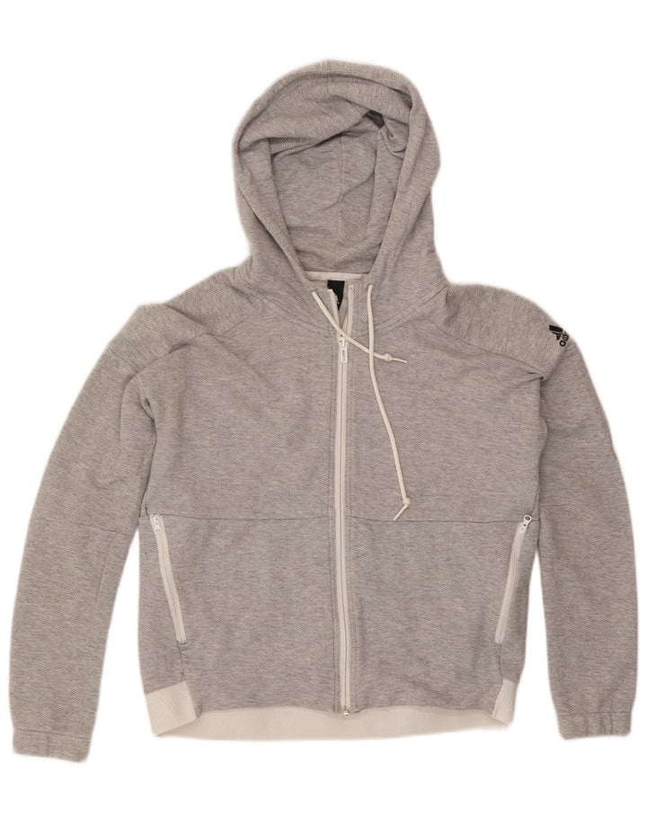 Adidas Dame Oversized Hættetrøje Sweater UK 8/10 lille grå sildeben