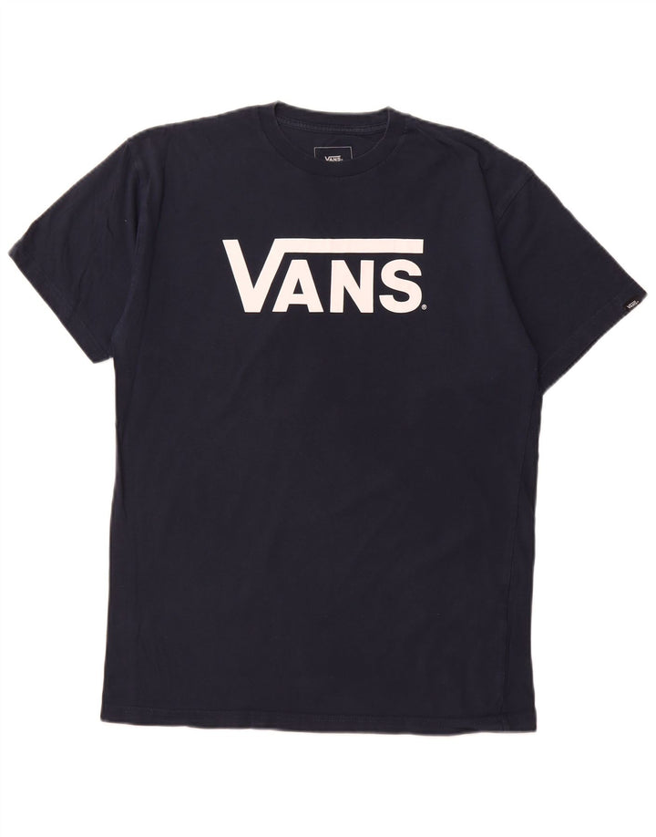 VANS Herre Classic Fit Grafisk T-shirt Top Medium Navyblå Bomuld