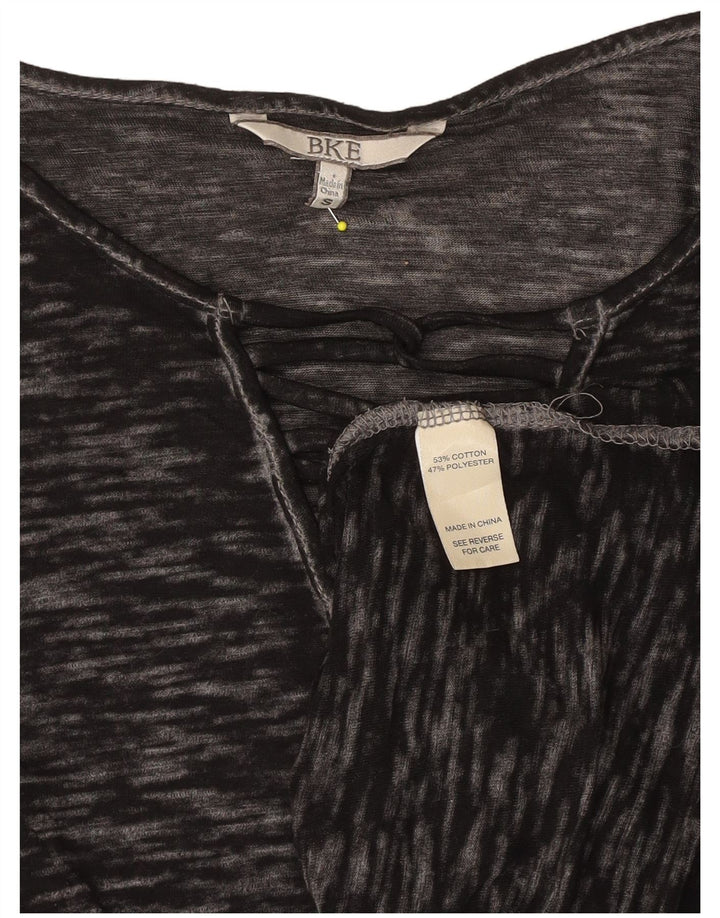 BKE Dame Se Through T-Shirt Top UK 10 Small Black Flecked Bomuld