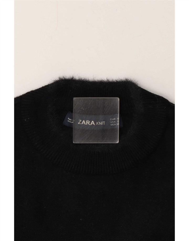 Zara Kortærmet Crop Top UK 10 Small Black