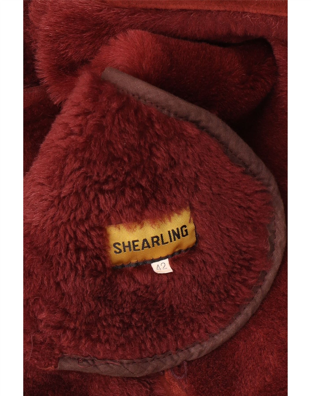 Vintage Dame Shearling Jacket IT 42 Medium Burgundy Shearling
