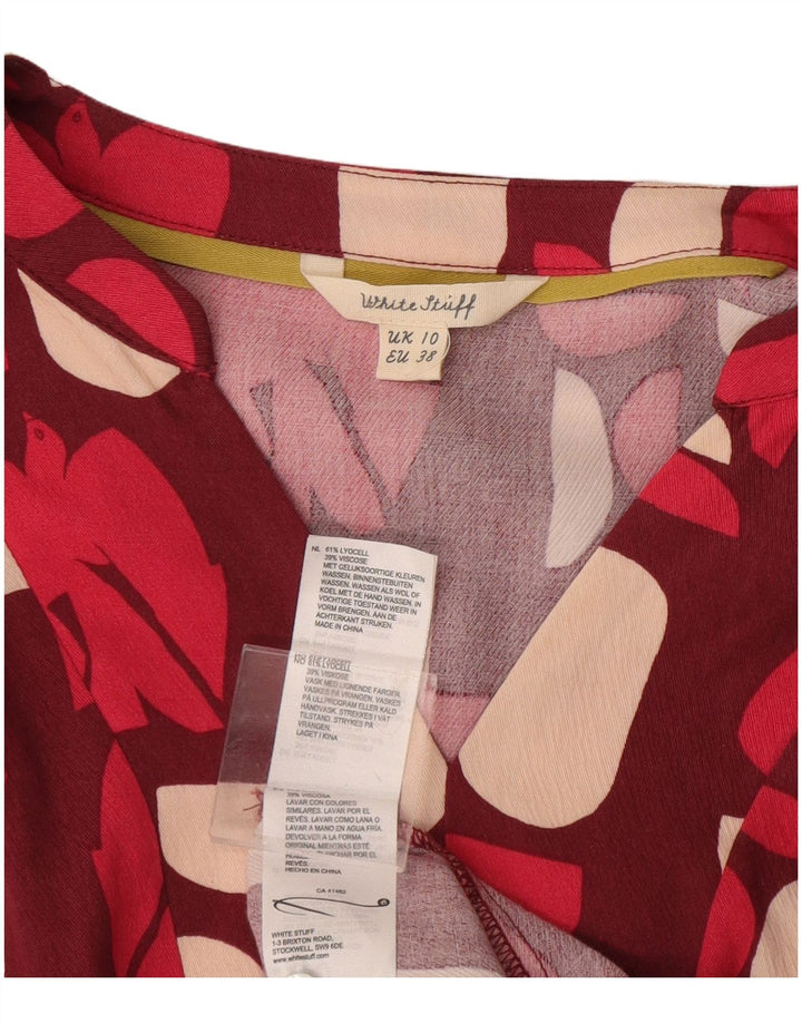 White Stuff Womens Oversized Bluse Top UK 10 Small Bourgogne Geometric