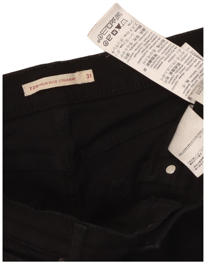 LEVI'S Dame 724 Højtaljede lige jeans W31 L31 sort bomuld