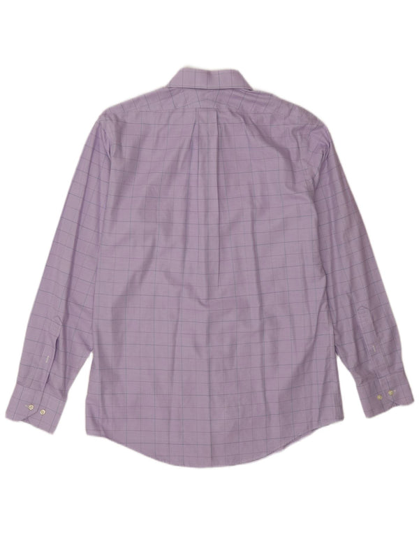 Brooks Brothers Mens Shirt Size 15 1/2 Medium Purple Check Cotton