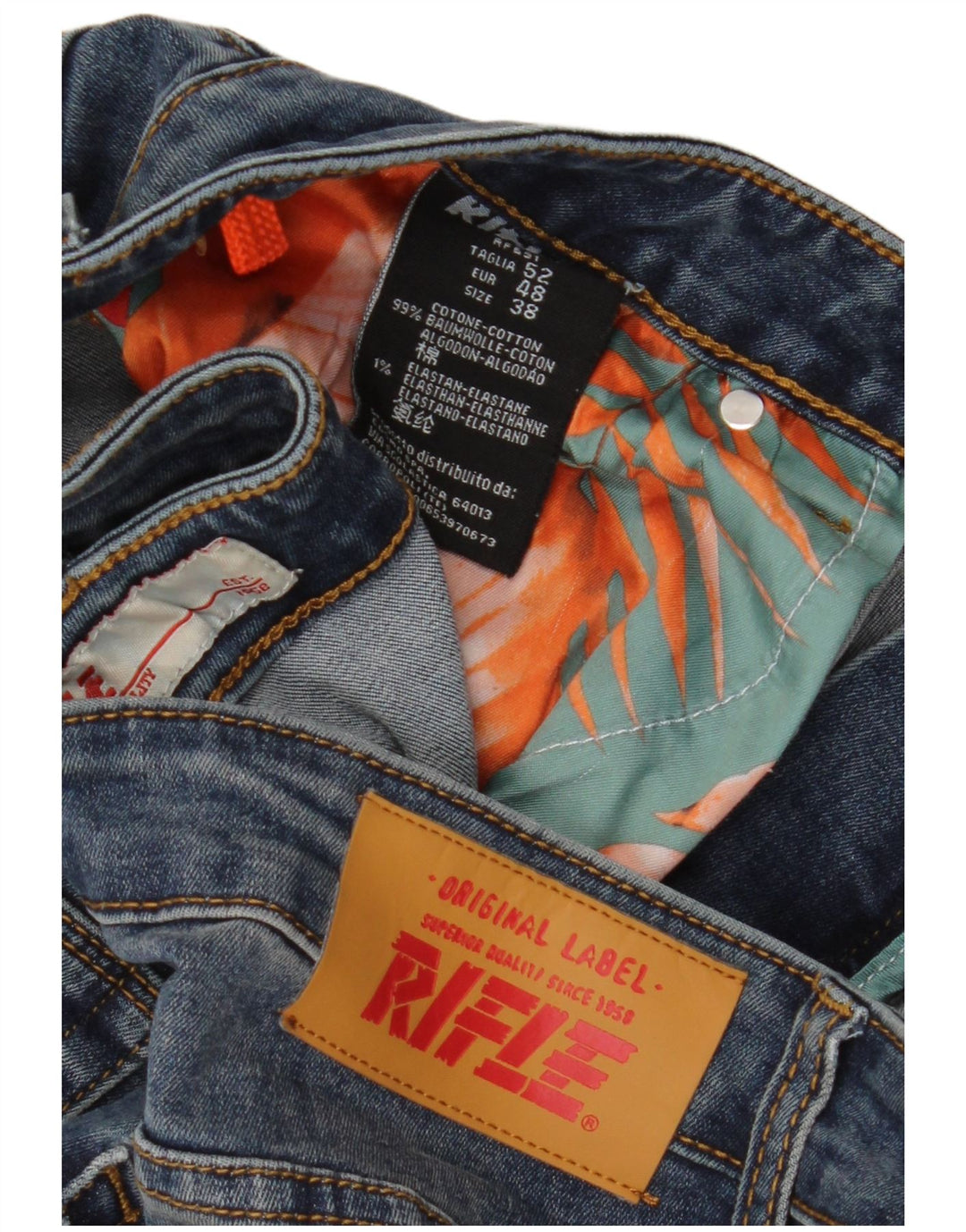 Rifle Herre Slim Jeans IT 52 XL W38 L32 Blå Bomuld