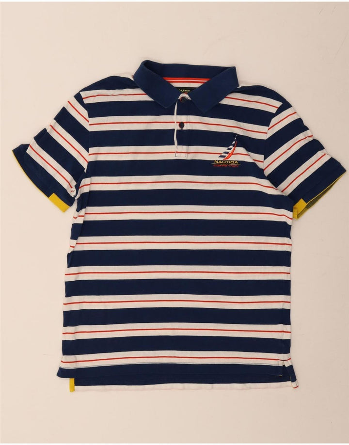 NAUTICA herre poloshirt Medium marineblå stribet bomuld