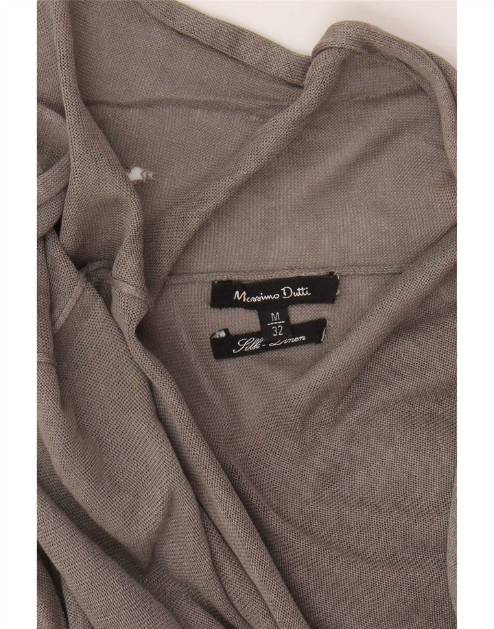 Massimo Dutti Womens Open Cardigan Sweater UK 12 Medium Grey