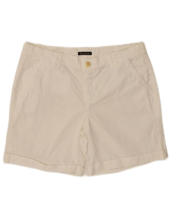 Massimo Dutti Dame Casual Fit Chino Shorts EU 38 Small W28 White Bomuld