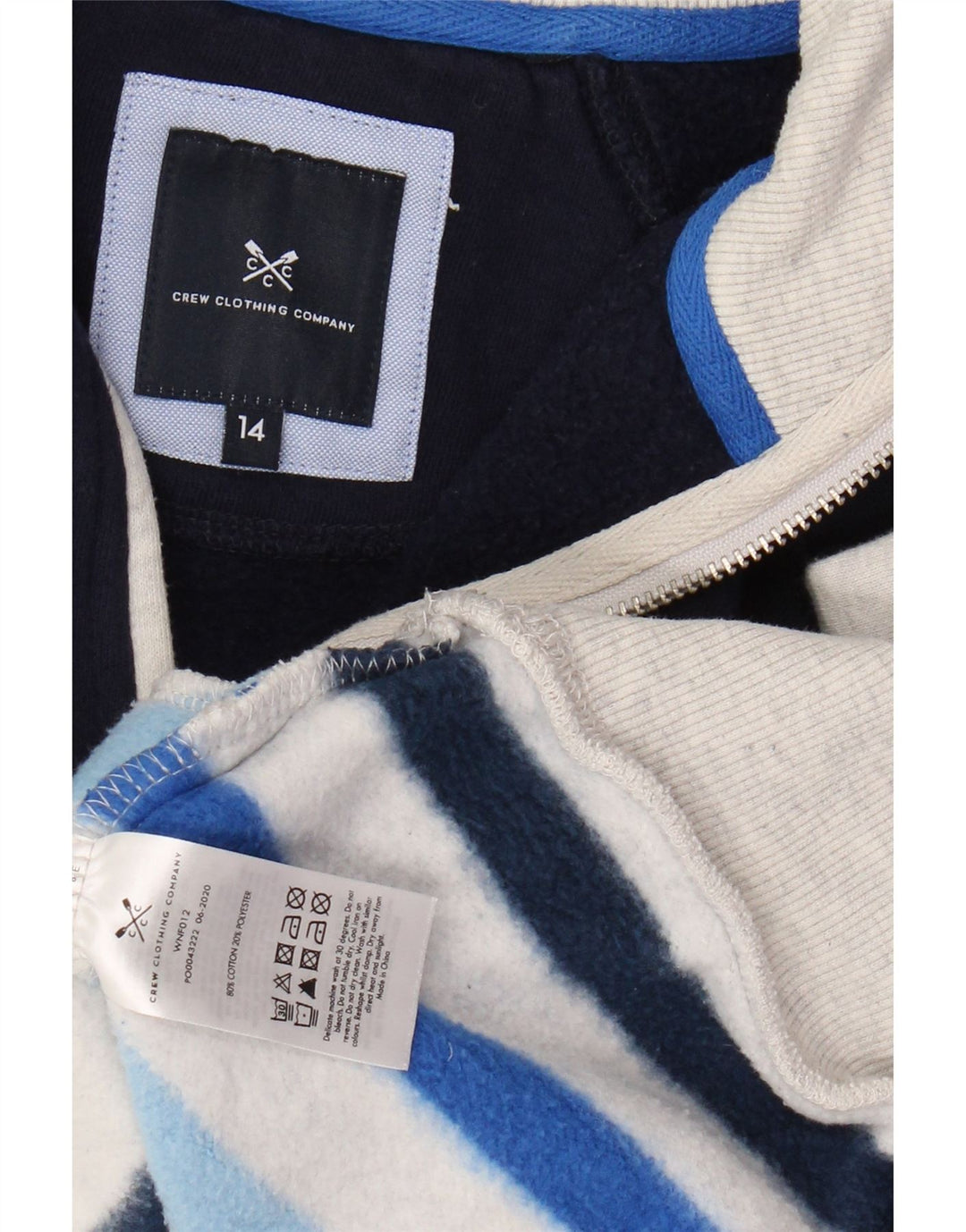 CREW CLOTHING Dame Sweatshirt Jumper UK 14 Stor Flerfarvet Stribet