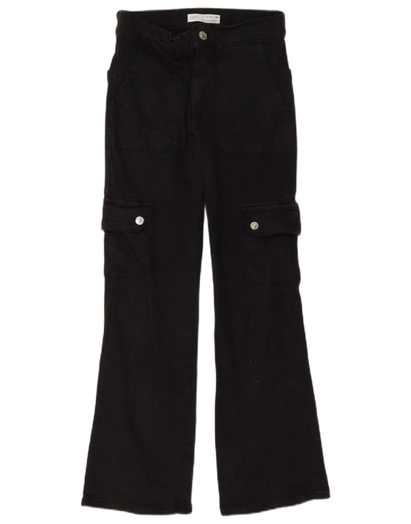 Zara Girls Cargo Flared Jeans 11-12 År W24 L27 Sort