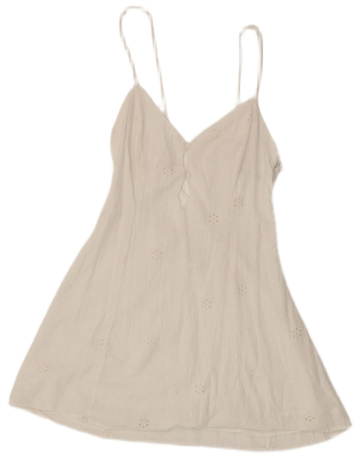 ZARA Solkjole til kvinder UK 12 Medium White Floral Bomuld