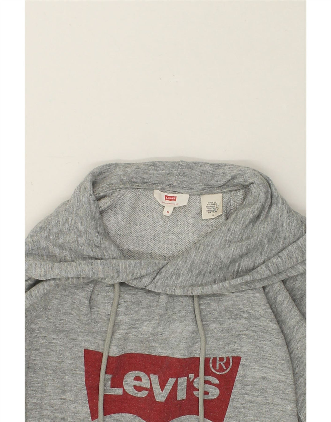 LEVI'S Womens Graphic Hoodie Jumper UK 14 Medium Grey Cotton Vintage Levi's and Second-Hand Levi's from Messina Hembry 