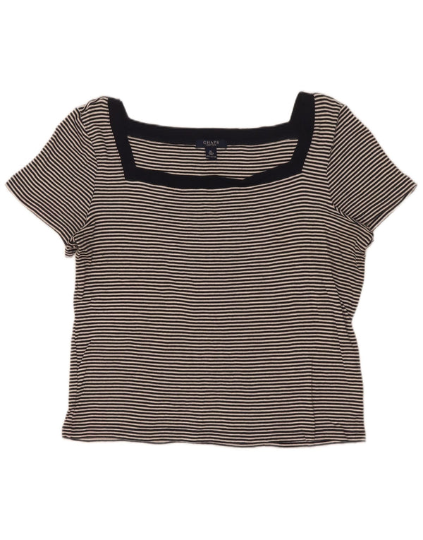 Chaps Dame T-Shirt Top UK 18 XL Sort nålestribet bomuld
