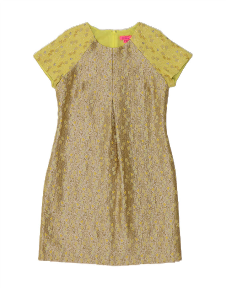MONSOON Womens Sheath Dress UK 10 Small Yellow Floral Polyester Vintage Monsoon and Second-Hand Monsoon from Messina Hembry 