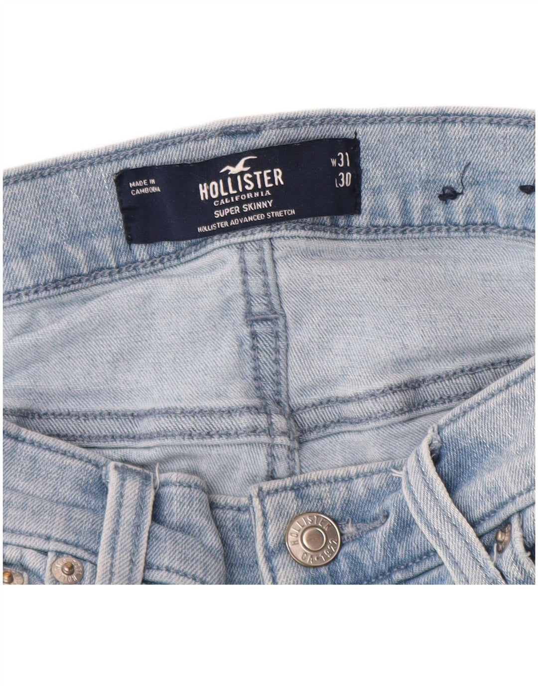 HOLLISTER Herre Super Skinny Jeans W31 L30 Blå Bomuld