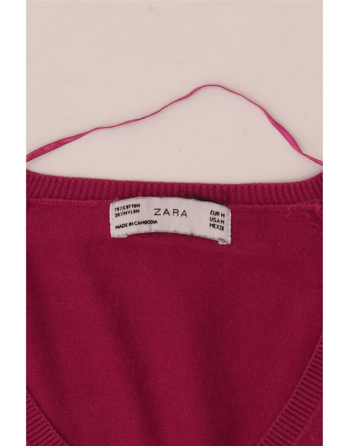 Zara Dame V-hals sweater UK 12 Medium Pink
