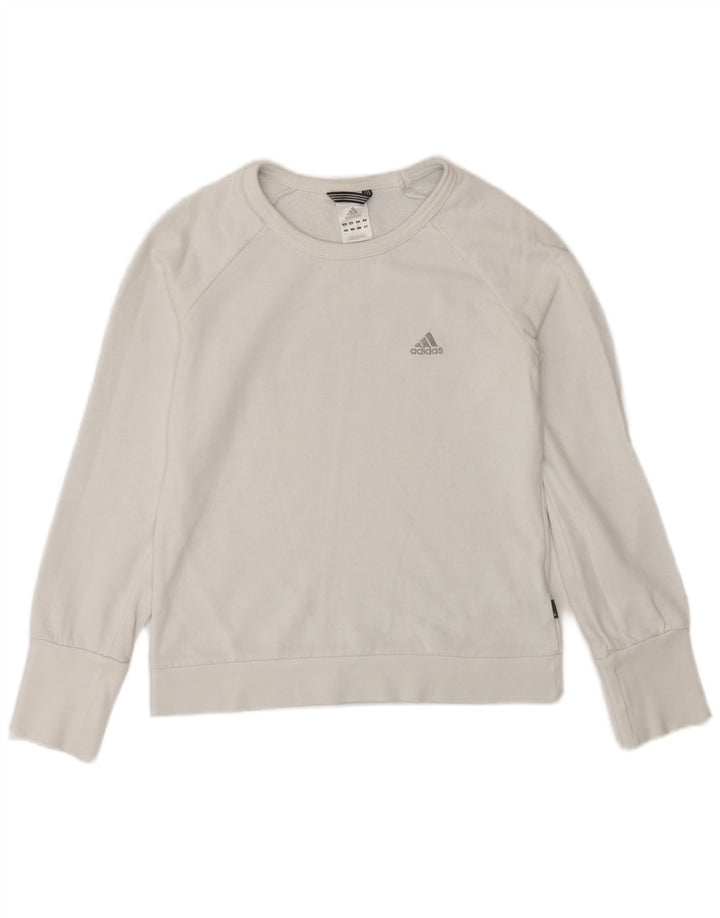 Adidas Dame Sweatshirt Jumper UK 12 Medium Hvid Bomuld