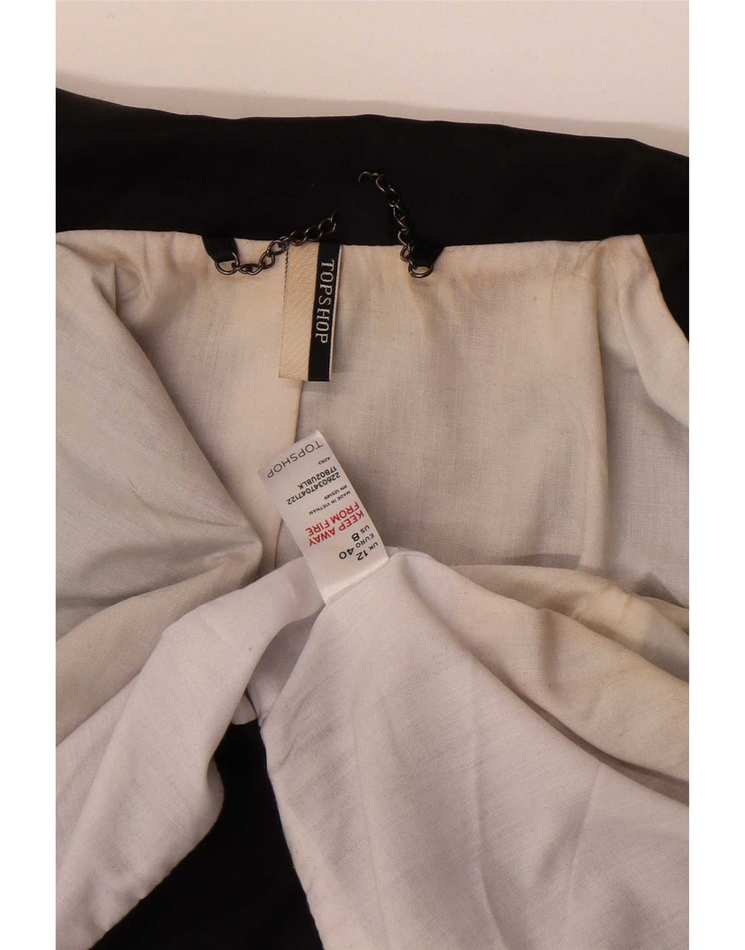 Topshop Dame 3/4-ærmet frakke Blazer Jacket UK 12 Medium Black