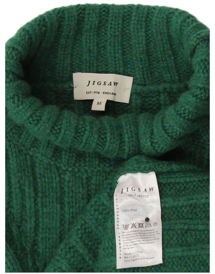 Jigsaw Dame Roll Neck Jumper Sweater UK 14 Medium Green Wool