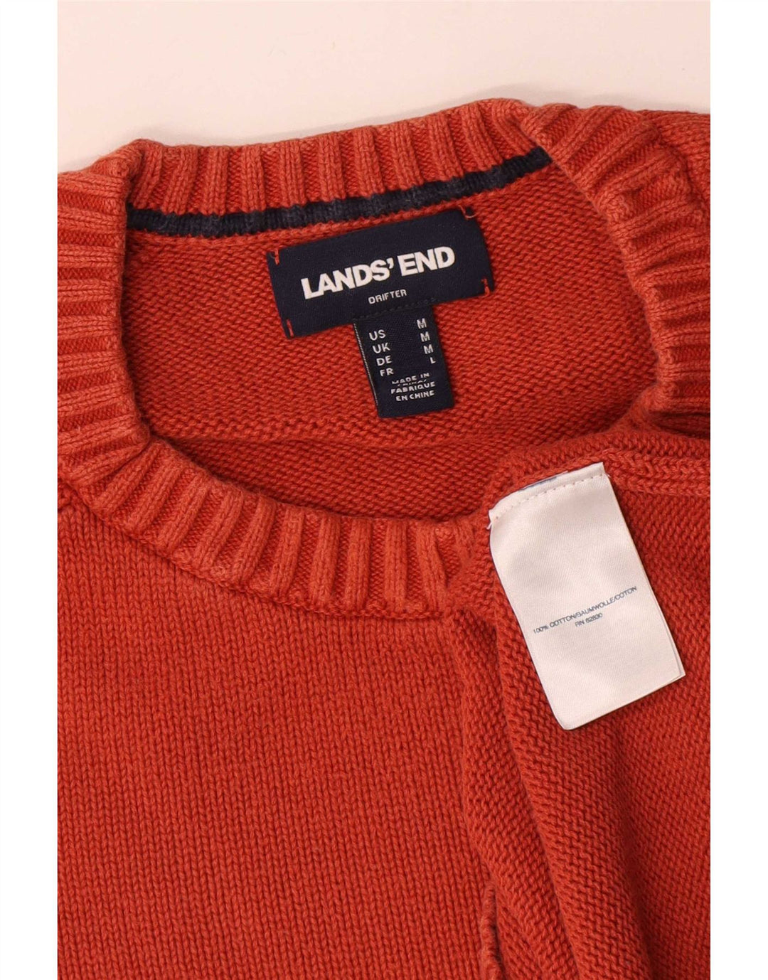 Lands End Herre Crew Neck Jumper Sweater Medium Orange Bomuld