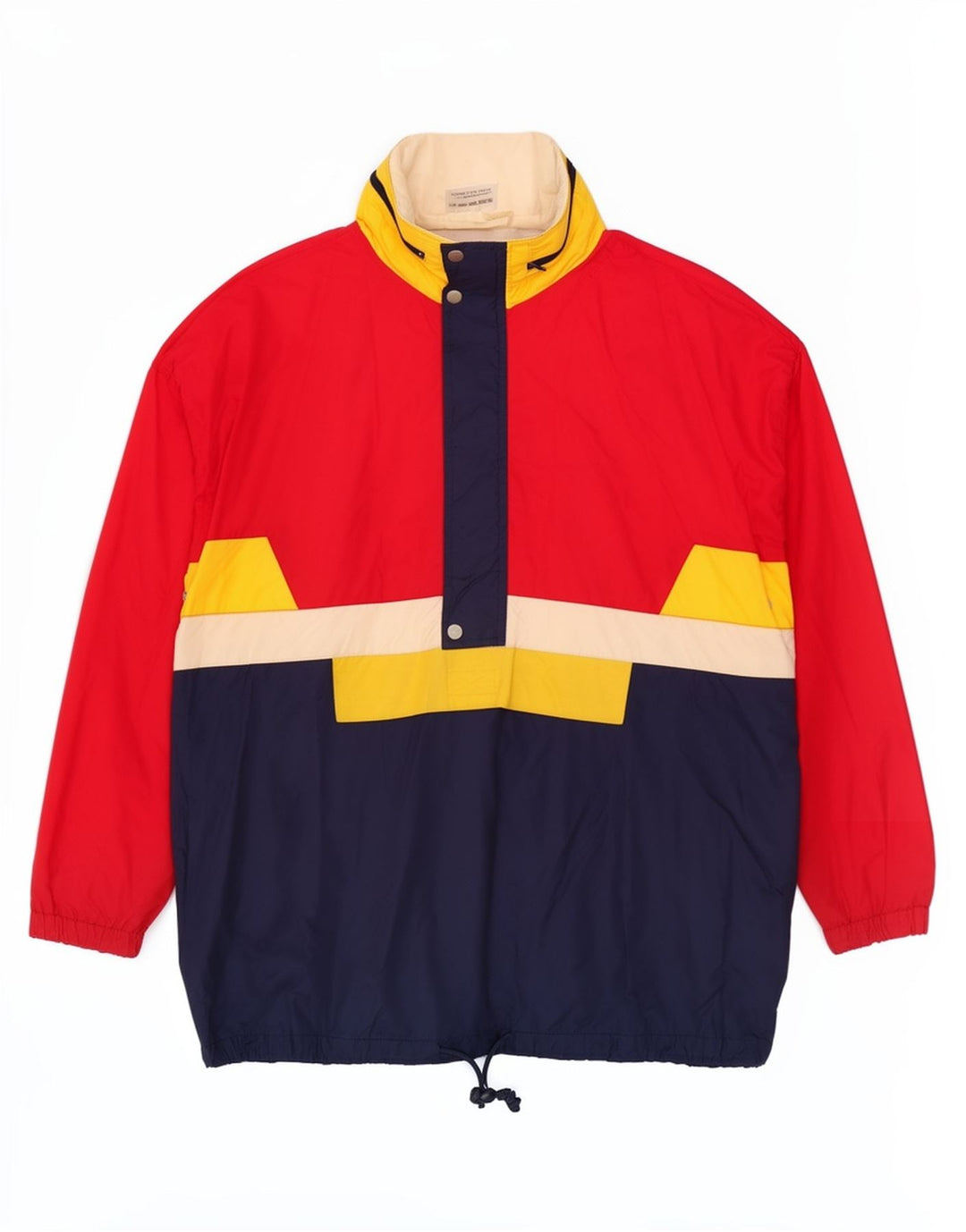 Vintage Herre Pullover Windbreaker Jacket EU 48/50 Medium Rød Colourblock
