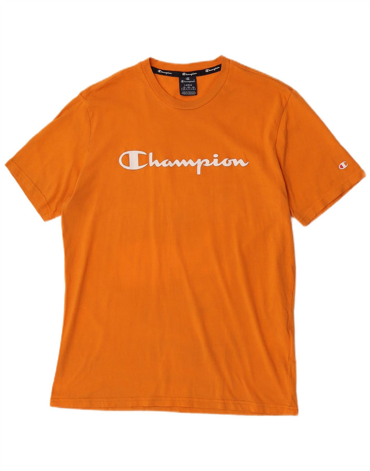 Champion Herre Grafisk T-Shirt Top Stor Orange Bomuld