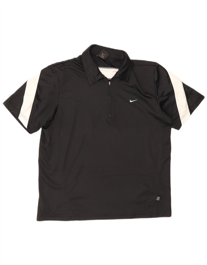 Nike Polo skjorte til mænd UK 39/41 Medium Black Colourblock