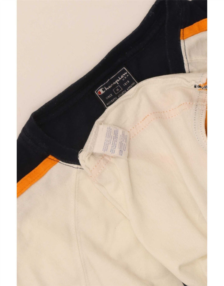 Champion Herre T-shirt Top Medium Hvid Colourblock Bomuld