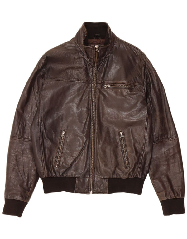 On Spirit Herre Bomber Læderjakke IT 48 Medium Brun Læder