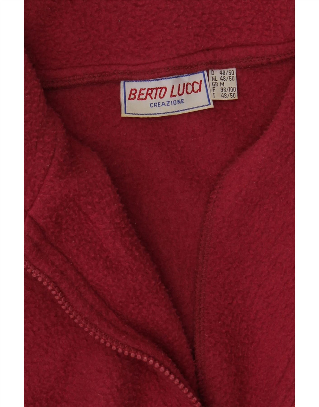 BERTO LUCCI Mens Zip Neck Fleece Jumper Medium Pink Polyester Vintage Berto Lucci and Second-Hand Berto Lucci from Messina Hembry 