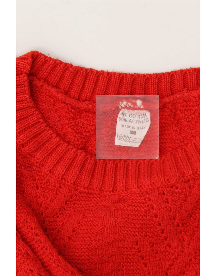 Vintage dame sweater med rund hals DK 14 medium rød bomuld