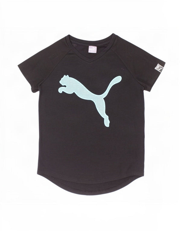 Puma piger grafisk t-shirt top 12-13 år stor sort polyester