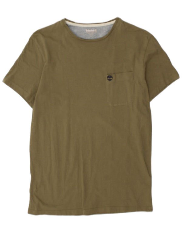 Timberland Mens Slim Fit T-Shirt Top Medium Green Cotton