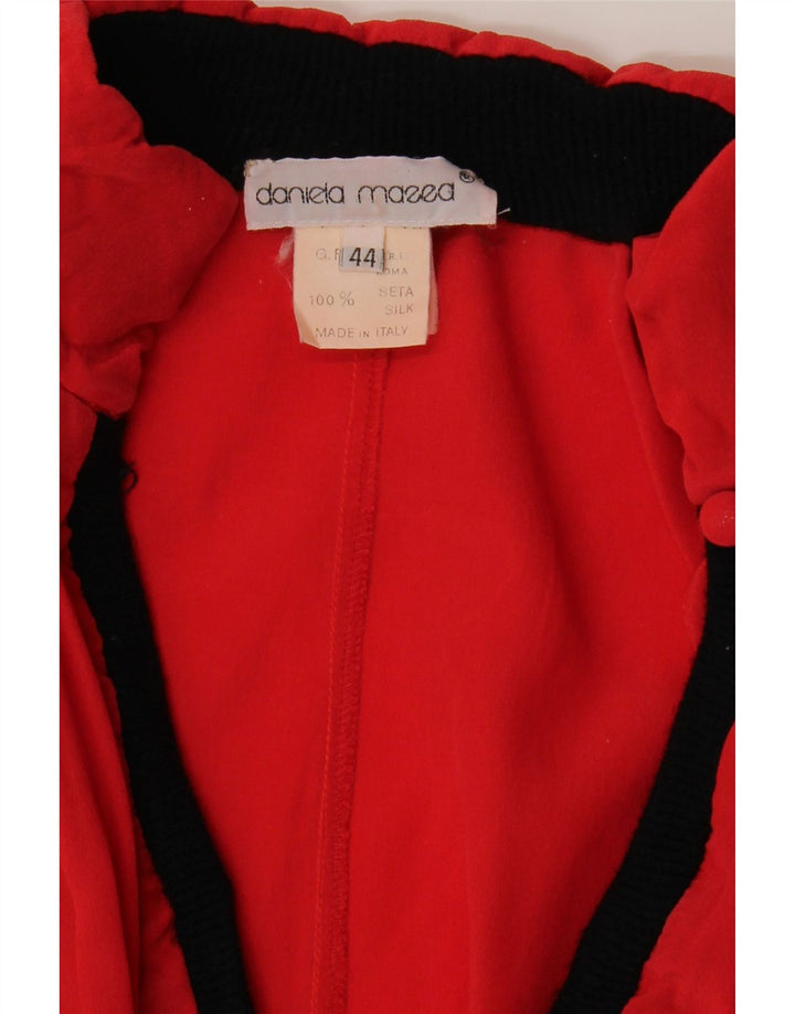 Daniela Massa Dame Langærmet Bluse Top IT 44 Medium Red Colourblock