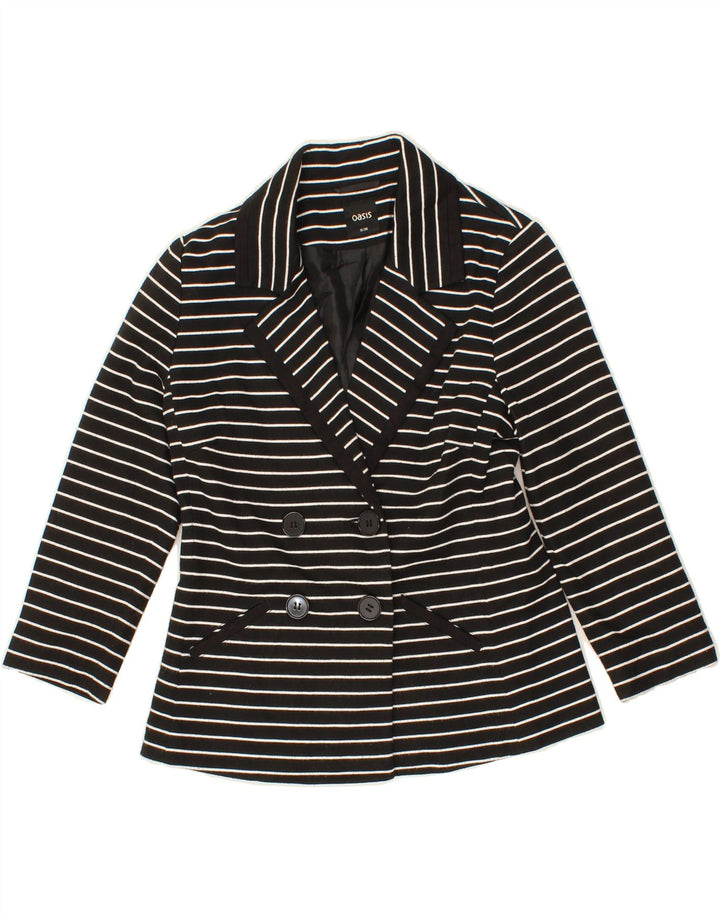 OASIS Womens 3/4 Sleeve Blazer Jacket UK 10 Small  Black Striped Vintage Oasis and Second-Hand Oasis from Messina Hembry 