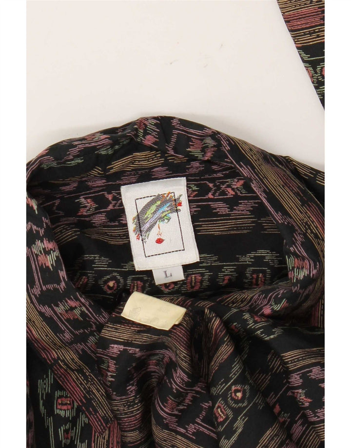 Vintage herreskjorte stor flerfarvet geometrisk silke