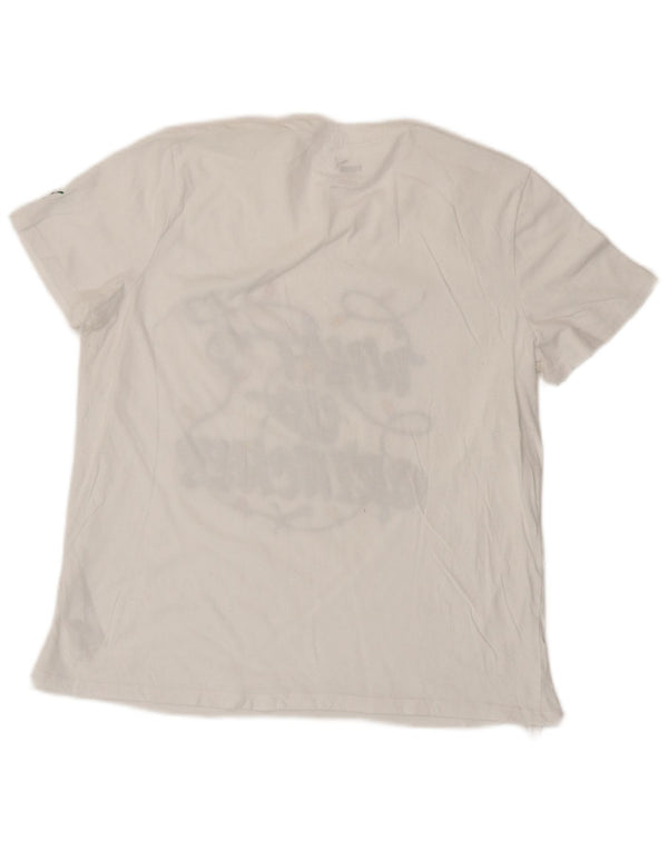 Puma Grafisk T-Shirt Top UK 16 Stor hvid bomuld