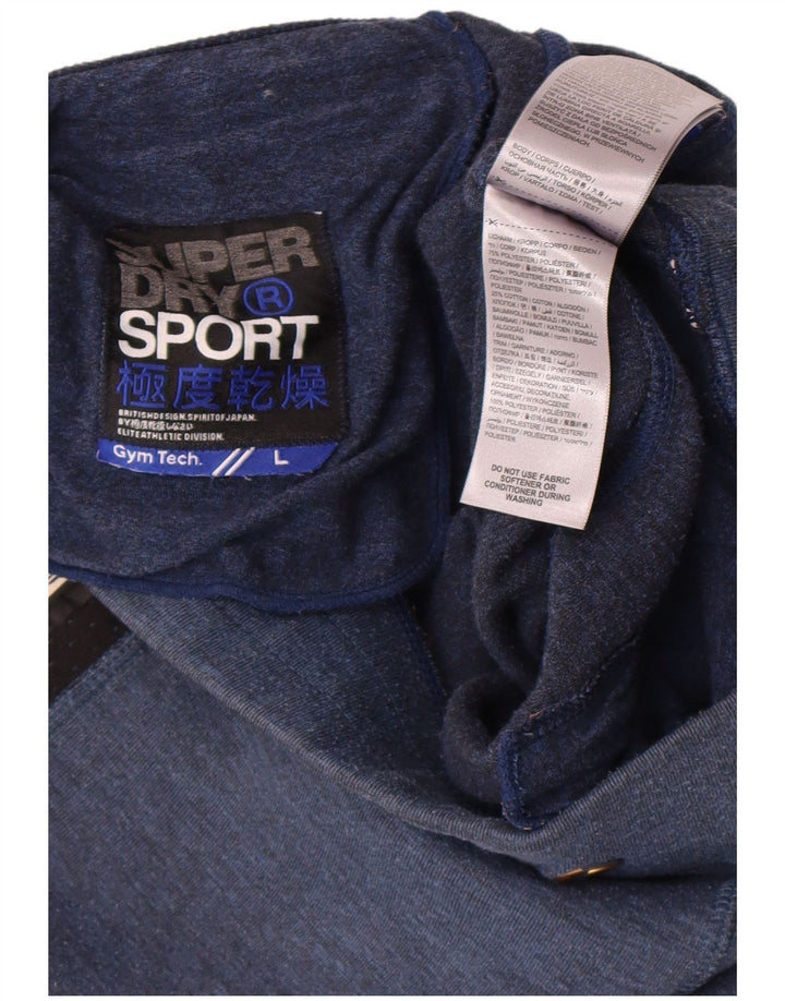 Superdry grafiske sportsshorts til mænd, store marineblå colourblock polyester