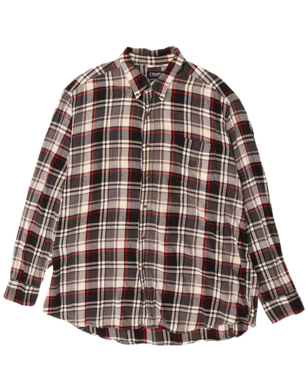 Chaps Herre stor flannelskjorte 2XL sort ternet bomuld