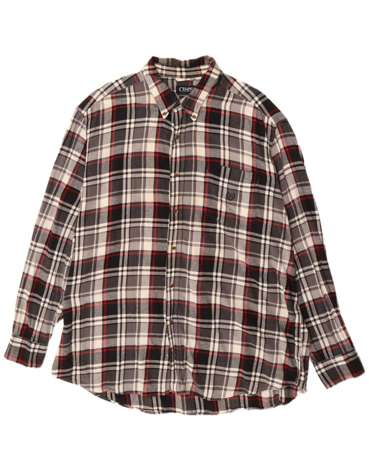 Chaps Herre stor flannelskjorte 2XL sort ternet bomuld