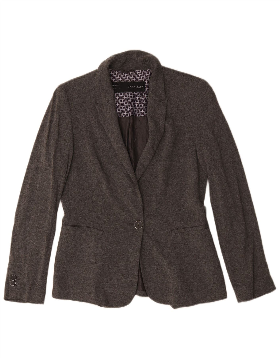 Zara Dame 1 Knap Blazer Jacket UK 14 Medium Grey Acetate