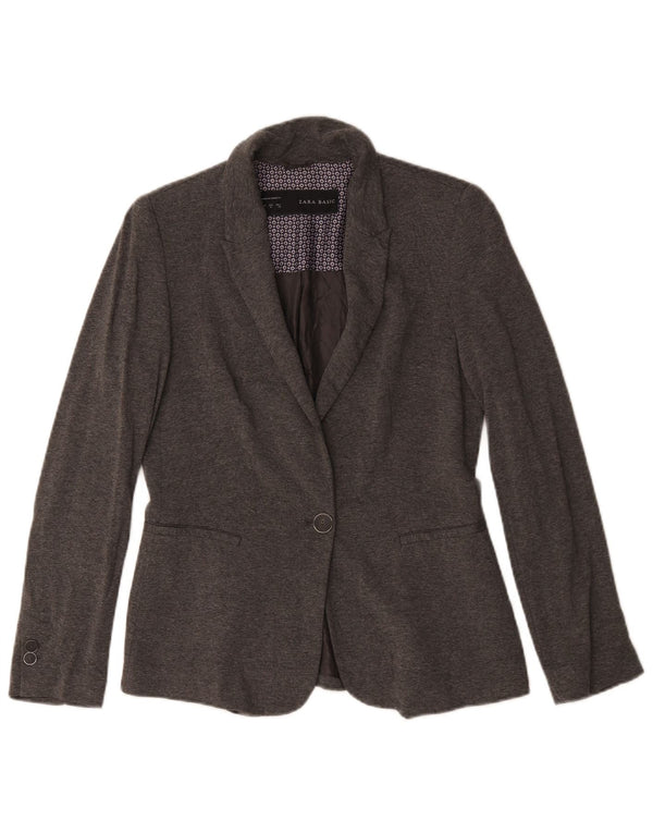 Zara Dame 1 Knap Blazer Jacket UK 14 Medium Grey Acetate