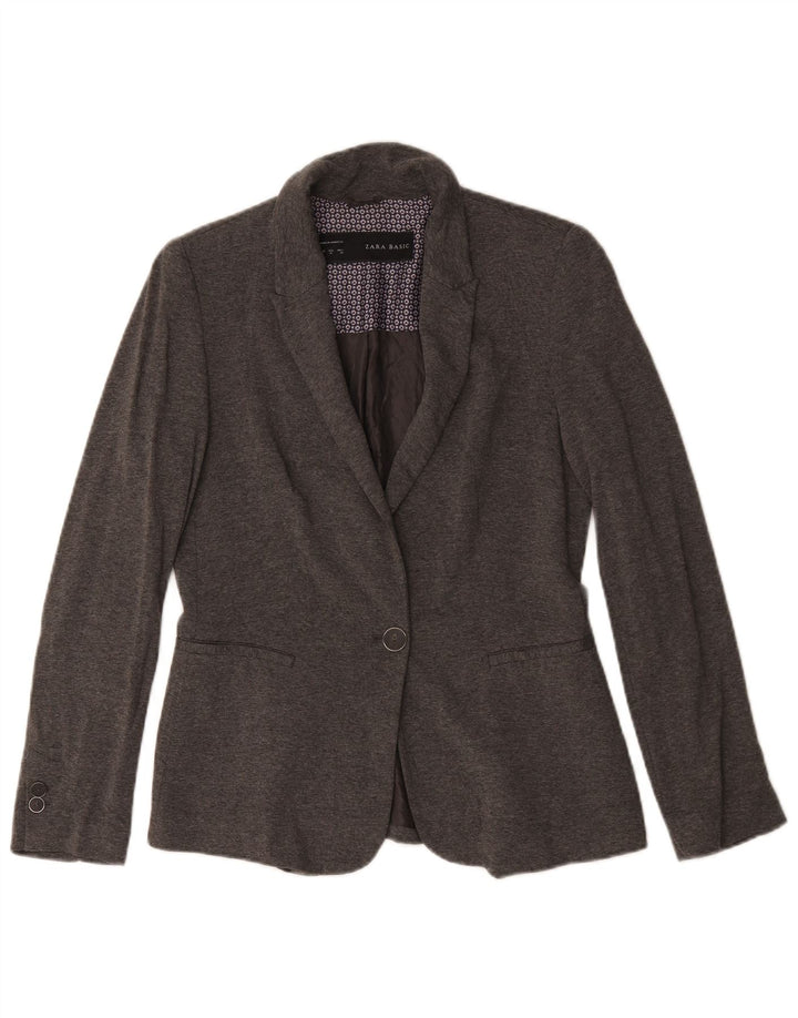 Zara Dame 1 Knap Blazer Jacket UK 14 Medium Grey Acetate