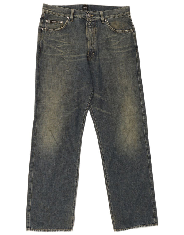 Hugo Boss Straight Jeans til mænd W34 L32 blå bomuld