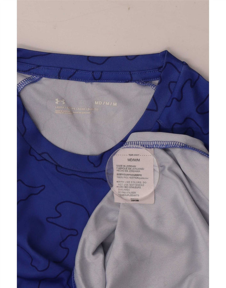 Under Armour Herre Loose Fit T-Shirt Top Medium Blue Geometrisk Polyester