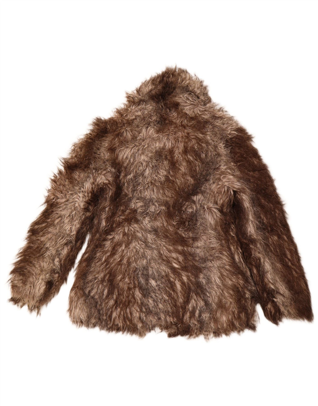 OASIS Dame imiteret Pelsjakke UK 10 Lille brun stribet akryl