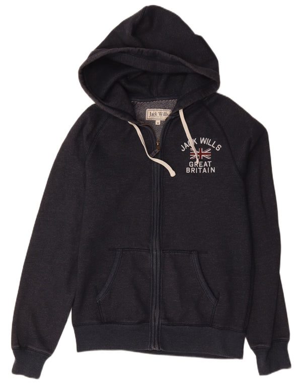 Jack Wills Mens Graphic Zip Hoodie Sweater Medium Navy Blue Cotton