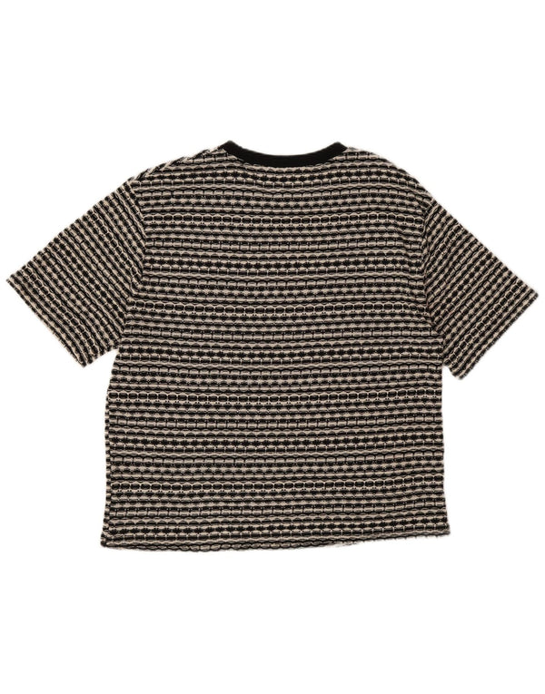 Zara Mens Short Sleeve Boat Neck Jumper Sweater UK 16 Large Black Striped