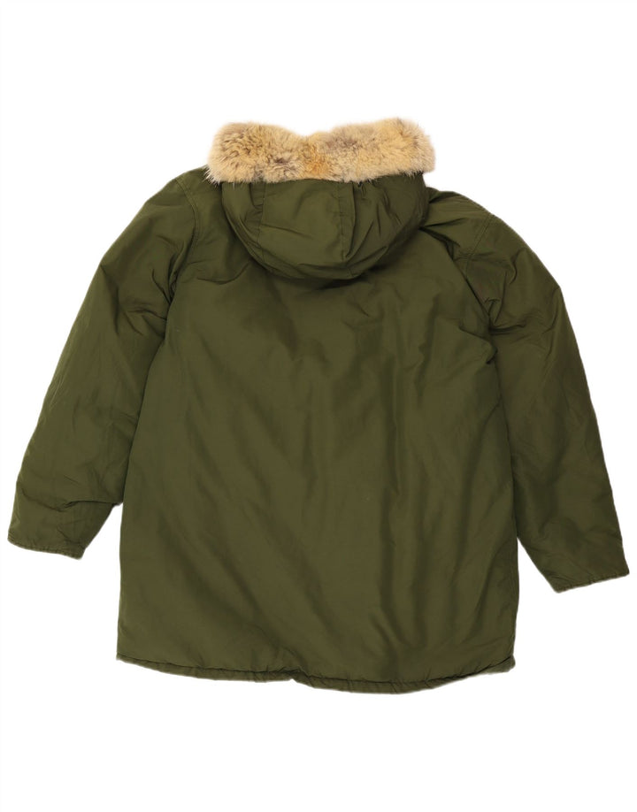 Woolrich Herre hættepolstret jakke UK 40 Stor grøn bomuld